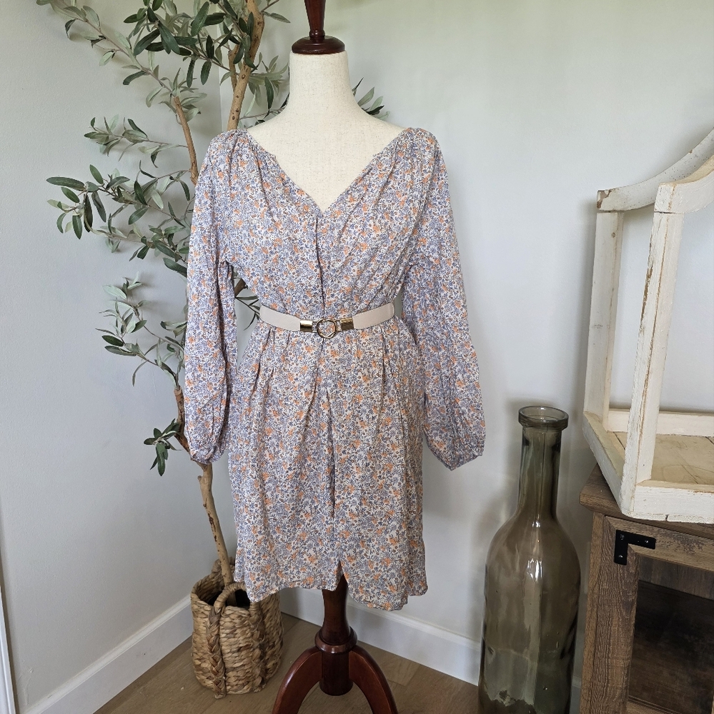 H&M Blue and White Jumpsuit with Flowing Silhouette
